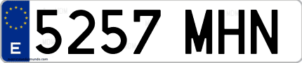 Ejemplo de matrícula de coche ordinaria 5257 MHN