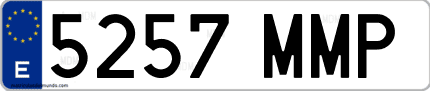 Ejemplo de matrícula de coche ordinaria 5257 MMP