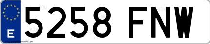 Ejemplo de matrícula española 5258 FNW