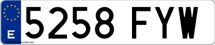 Ejemplo de matrícula española 5258 FYW