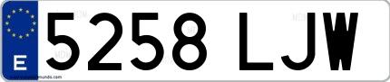 Ejemplo de matrícula española 5258 LJW