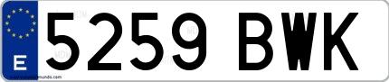 Ejemplo de matrícula española 5259 BWK