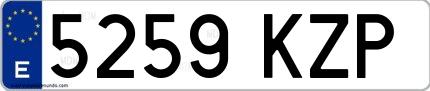 Ejemplo de matrícula española 5259 KZP