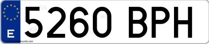 Ejemplo de matrícula española 5260 BPH