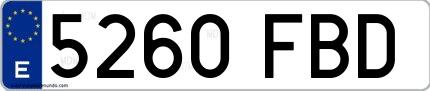 Ejemplo de matrícula española 5260 FBD
