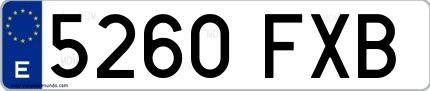 Ejemplo de matrícula española 5260 FXB