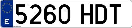 Ejemplo de matrícula española 5260 HDT