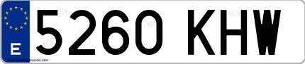 Ejemplo de matrícula española 5260 KHW