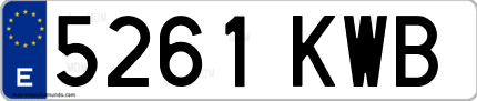 Ejemplo de matrícula de coche ordinaria 5261 KWB