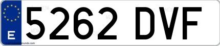 Ejemplo de matrícula española 5262 DVF
