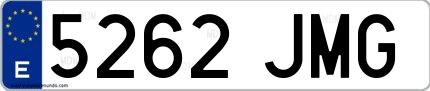 Ejemplo de matrícula española 5262 JMG