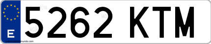 Ejemplo de matrícula de coche ordinaria 5262 KTM