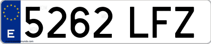 Ejemplo de matrícula de coche ordinaria 5262 LFZ