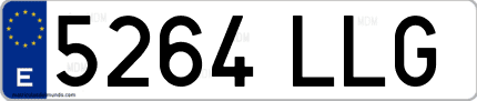 Ejemplo de matrícula de coche ordinaria 5264 LLG