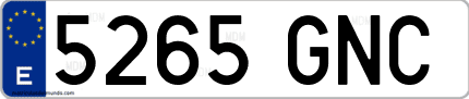 Ejemplo de matrícula de coche ordinaria 5265 GNC