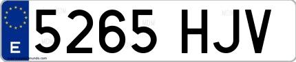 Ejemplo de matrícula española 5265 HJV