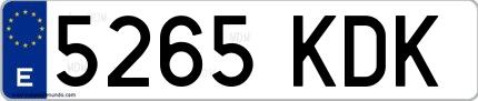 Ejemplo de matrícula española 5265 KDK