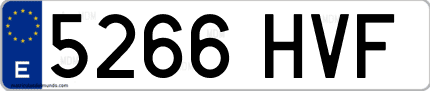 Ejemplo de matrícula de coche ordinaria 5266 HVF