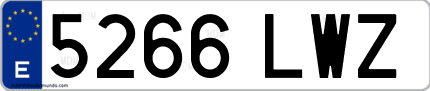 Ejemplo de matrícula de coche ordinaria 5266 LWZ