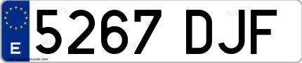 Ejemplo de matrícula española 5267 DJF