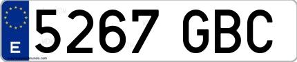 Ejemplo de matrícula española 5267 GBC