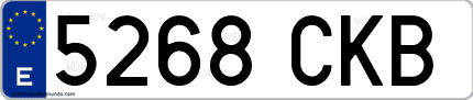 Ejemplo de matrícula de coche ordinaria 5268 CKB