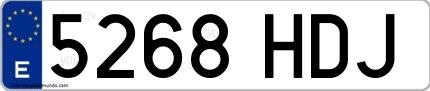 Ejemplo de matrícula española 5268 HDJ