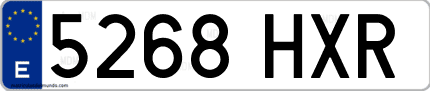 Ejemplo de matrícula de coche ordinaria 5268 HXR