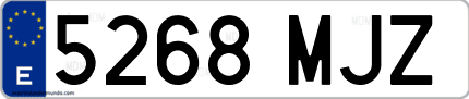 Ejemplo de matrícula de coche ordinaria 5268 MJZ