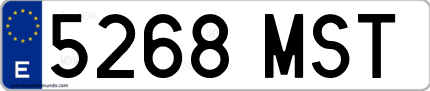 Ejemplo de matrícula de coche ordinaria 5268 MST
