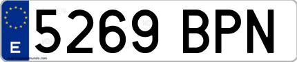 Ejemplo de matrícula de coche ordinaria 5269 BPN