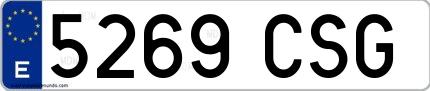 Ejemplo de matrícula de coche ordinaria 5269 CSG
