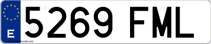 Ejemplo de matrícula de coche ordinaria 5269 FML