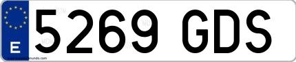 Ejemplo de matrícula española 5269 GDS