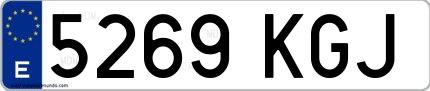 Ejemplo de matrícula española 5269 KGJ