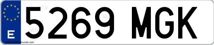 Ejemplo de matrícula de coche ordinaria 5269 MGK