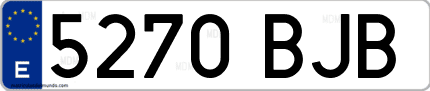 Ejemplo de matrícula de coche ordinaria 5270 BJB