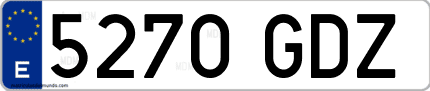 Ejemplo de matrícula de coche ordinaria 5270 GDZ