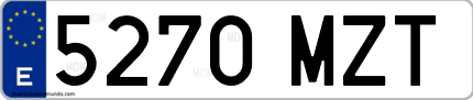 Ejemplo de matrícula de coche ordinaria 5270 MZT