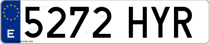 Ejemplo de matrícula de coche ordinaria 5272 HYR
