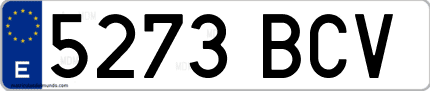 Ejemplo de matrícula de coche ordinaria 5273 BCV