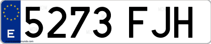 Ejemplo de matrícula de coche ordinaria 5273 FJH