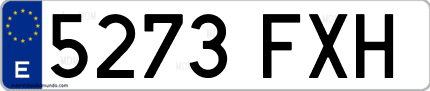Ejemplo de matrícula de coche ordinaria 5273 FXH