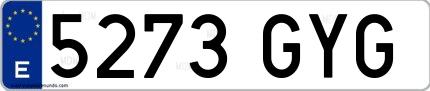 Ejemplo de matrícula española 5273 GYG