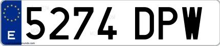 Ejemplo de matrícula española 5274 DPW