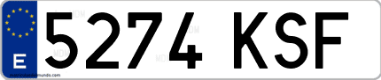 Ejemplo de matrícula de coche ordinaria 5274 KSF