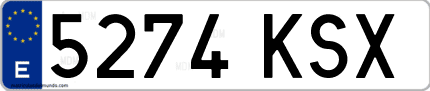Ejemplo de matrícula de coche ordinaria 5274 KSX