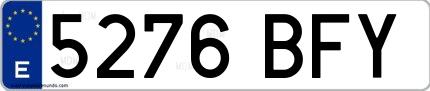 Ejemplo de matrícula española 5276 BFY