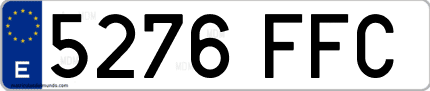 Ejemplo de matrícula de coche ordinaria 5276 FFC