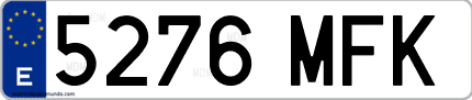 Ejemplo de matrícula de coche ordinaria 5276 MFK
